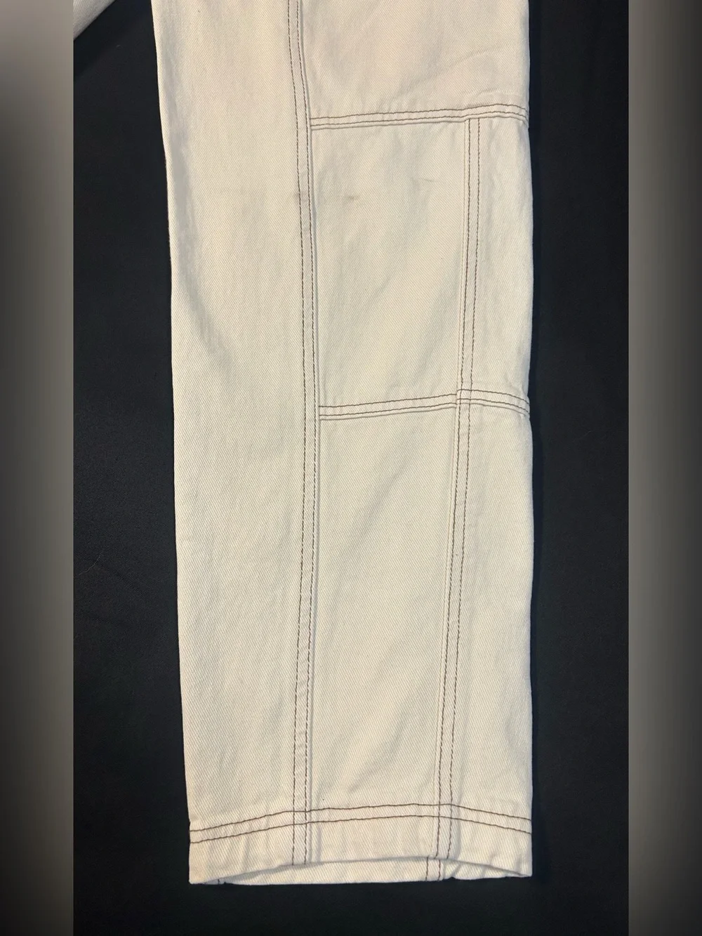 PACSUN Cream Cargo Pants with Utility Pockets Elastic Waist Cargo